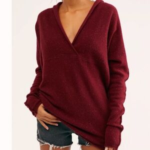 Free People Stellar Cashmere Henley in Dappled Claret size XS